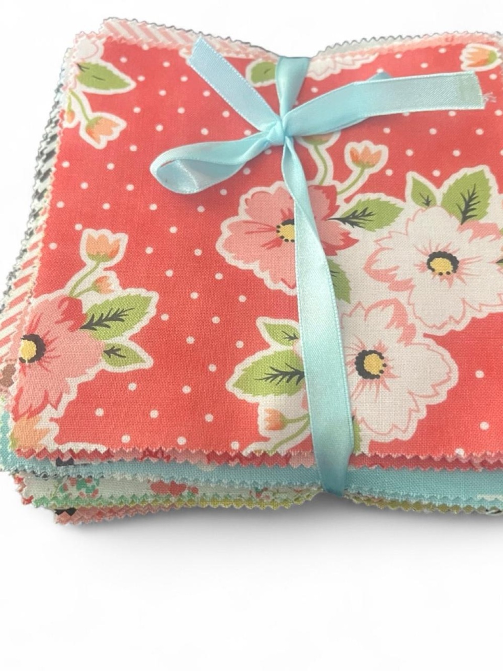 Spring Floral Fabric Charm Pack - Coral, Blue & Green - Picture 7 of 7